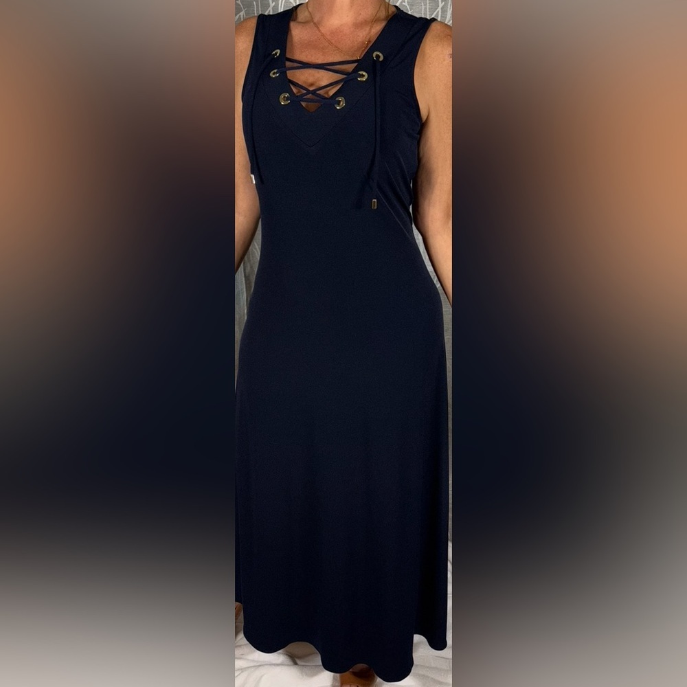 Catherine Malandrino Midnight Blue Lace-Up Dress